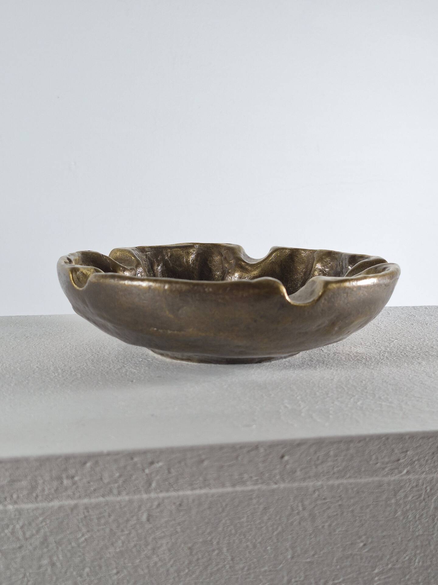 Vintage mid century brutalist brass ashtray