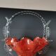 Vide poche/Panier, Corbeille à bonbons. En verre d Art soufflé. Moucheté orange. Style Murano