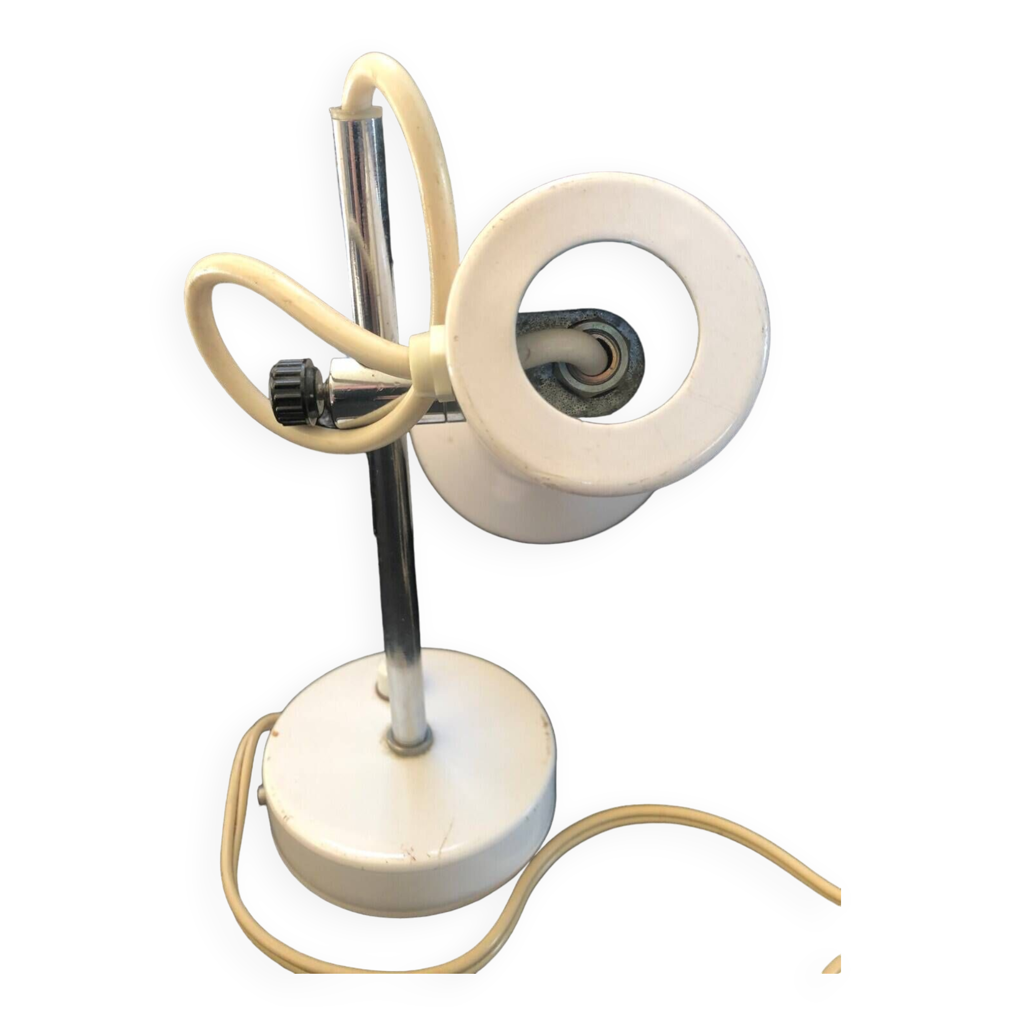 Desk spot lamp in white lacquered metal, Italian work from the 60s and 70s