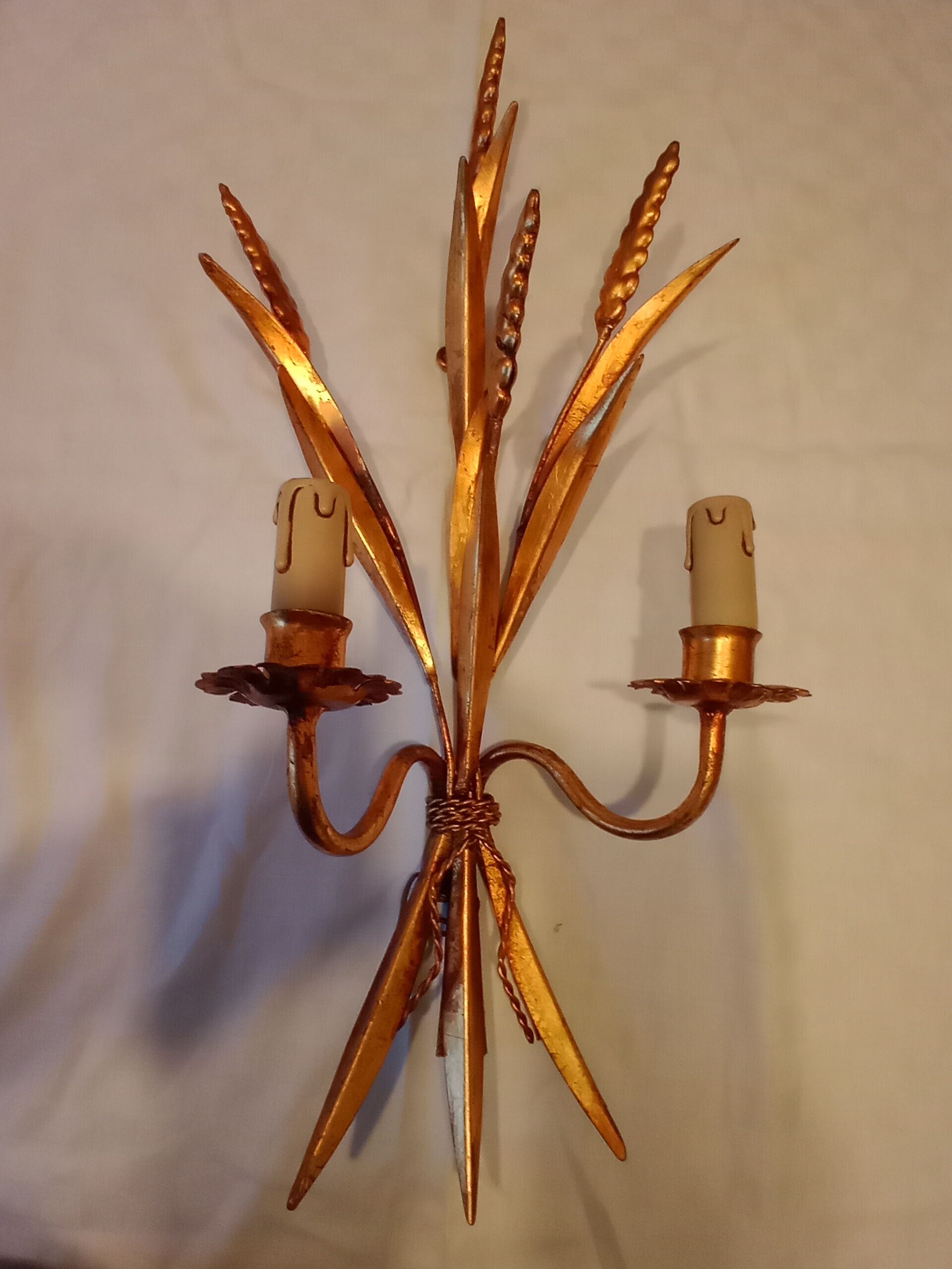 Pair of gold metal wall light from the 60s