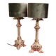Pair of 18th century chiseled bronze lamps