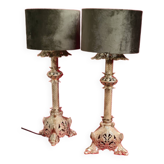 Paire de lampe bronze ciselé 18eme