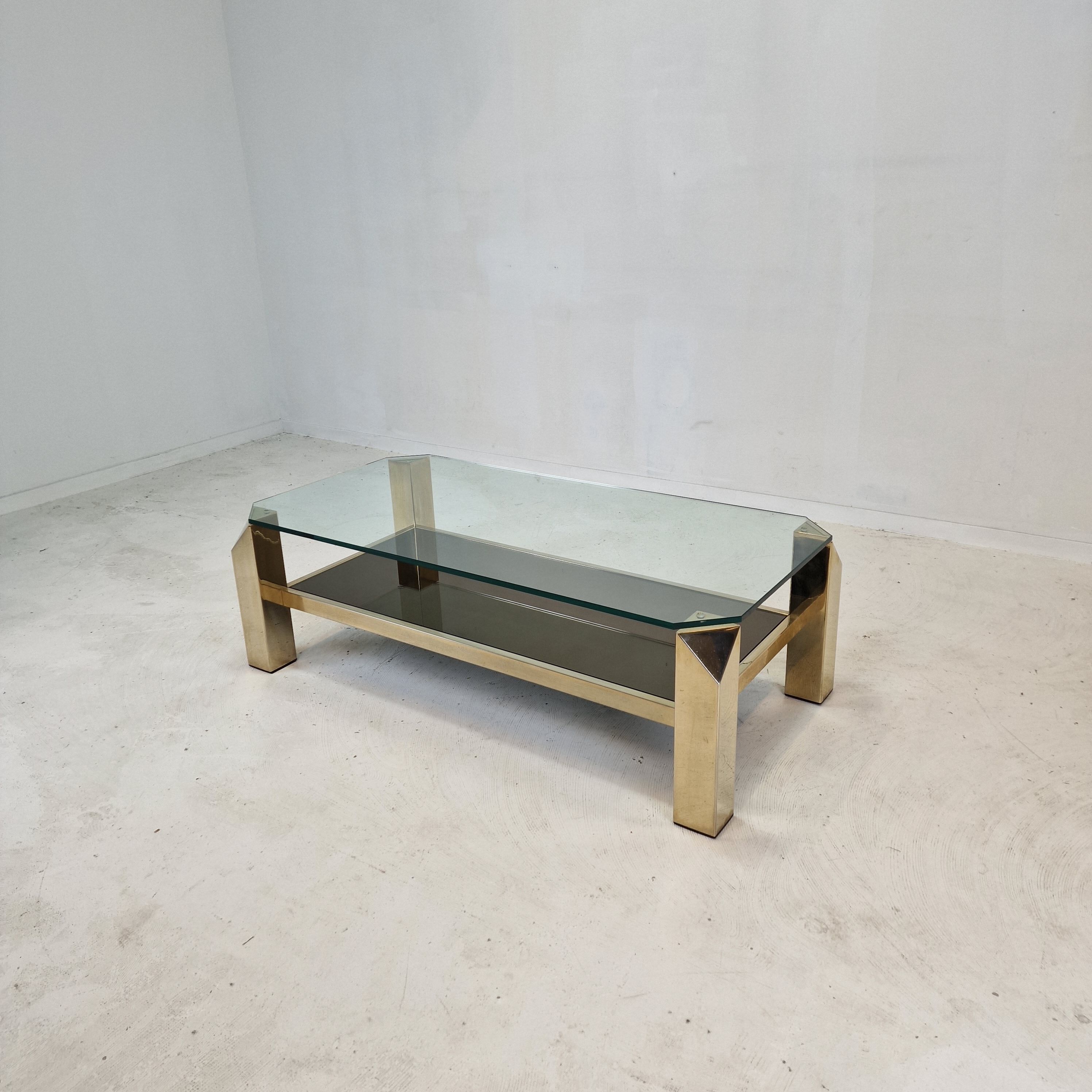 Belgo chrom coffee table 23kt gold plated, 1970's