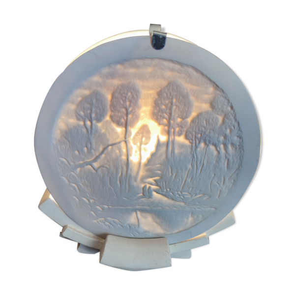 Lampe lithophanie en biscuit et stuc style arts décoratifs — Beyit