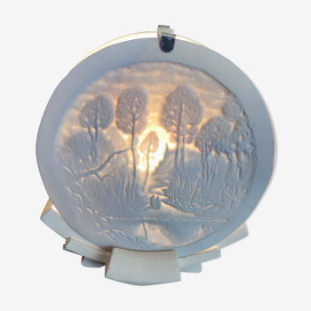 Lithophany lamp in biscuit and stucco style decorative arts