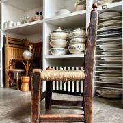 Low chair in wood and straw, Spanish folk art 17th-18th century no. 1