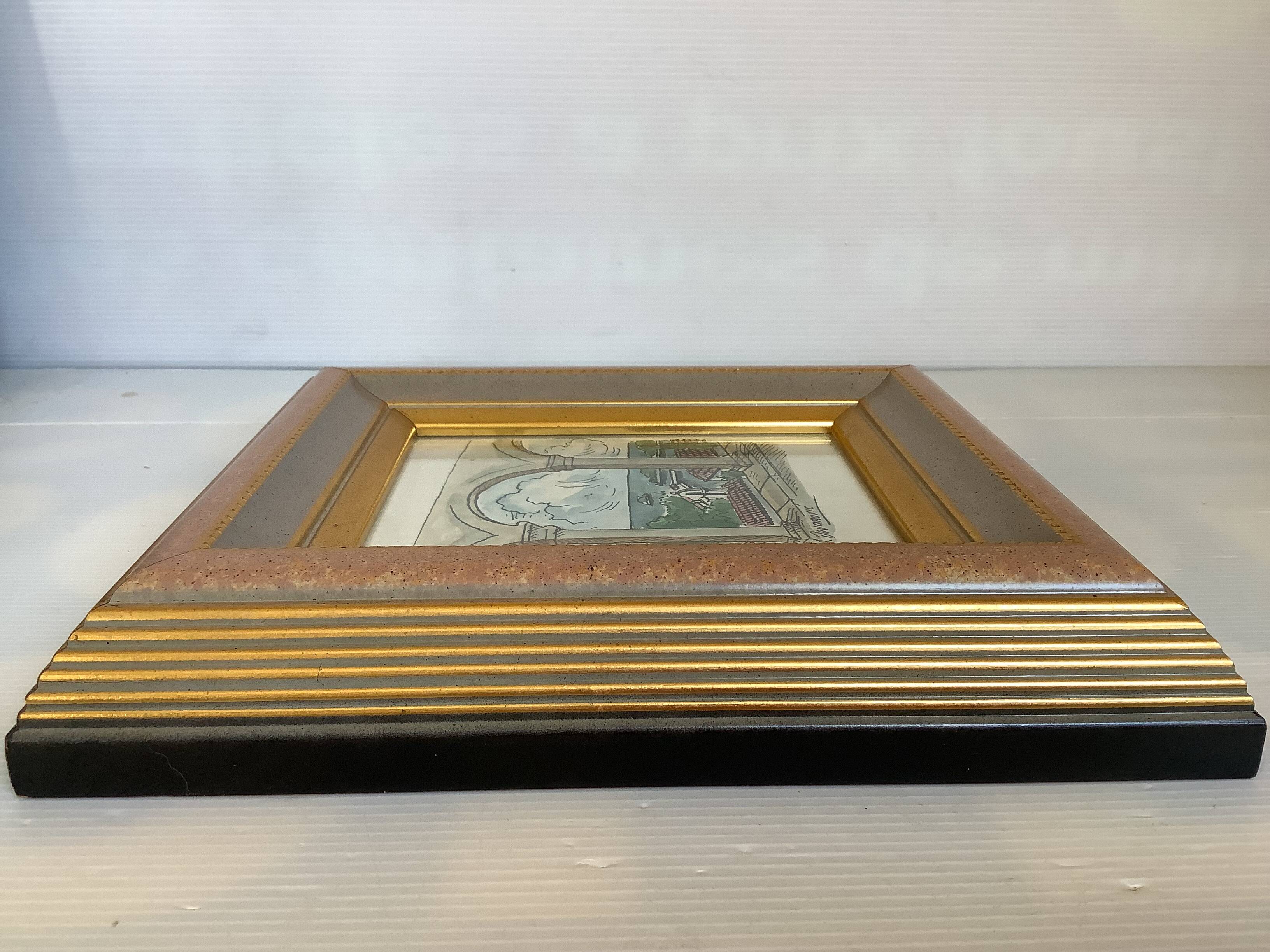 Watercolour painting signed, sea view, marine.