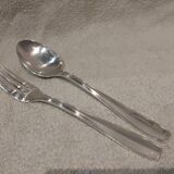 Silver-plated metal stew fork and spoon by Christofle silversmith Atlas