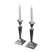 Pair of Neoclassical Victorian Silver Plated Candlesticks