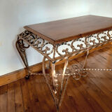 Table basse en fer forgé et bois