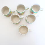 Set of 6 beautiful ceramic cups dabbling style, vintage