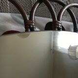 Vintage sun mirror in 60s rattan with rattan fastener 57x40cm