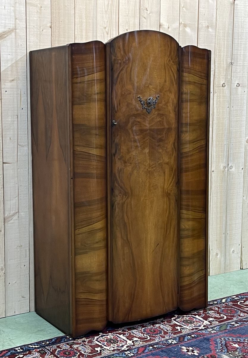 Wardrobe English art deco wardrobe in walnut magnifying glass