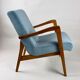 Vintage blue grey velvet lounge chair, 1970s