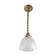Suspension verre Holophane et laiton doré patiné vintage