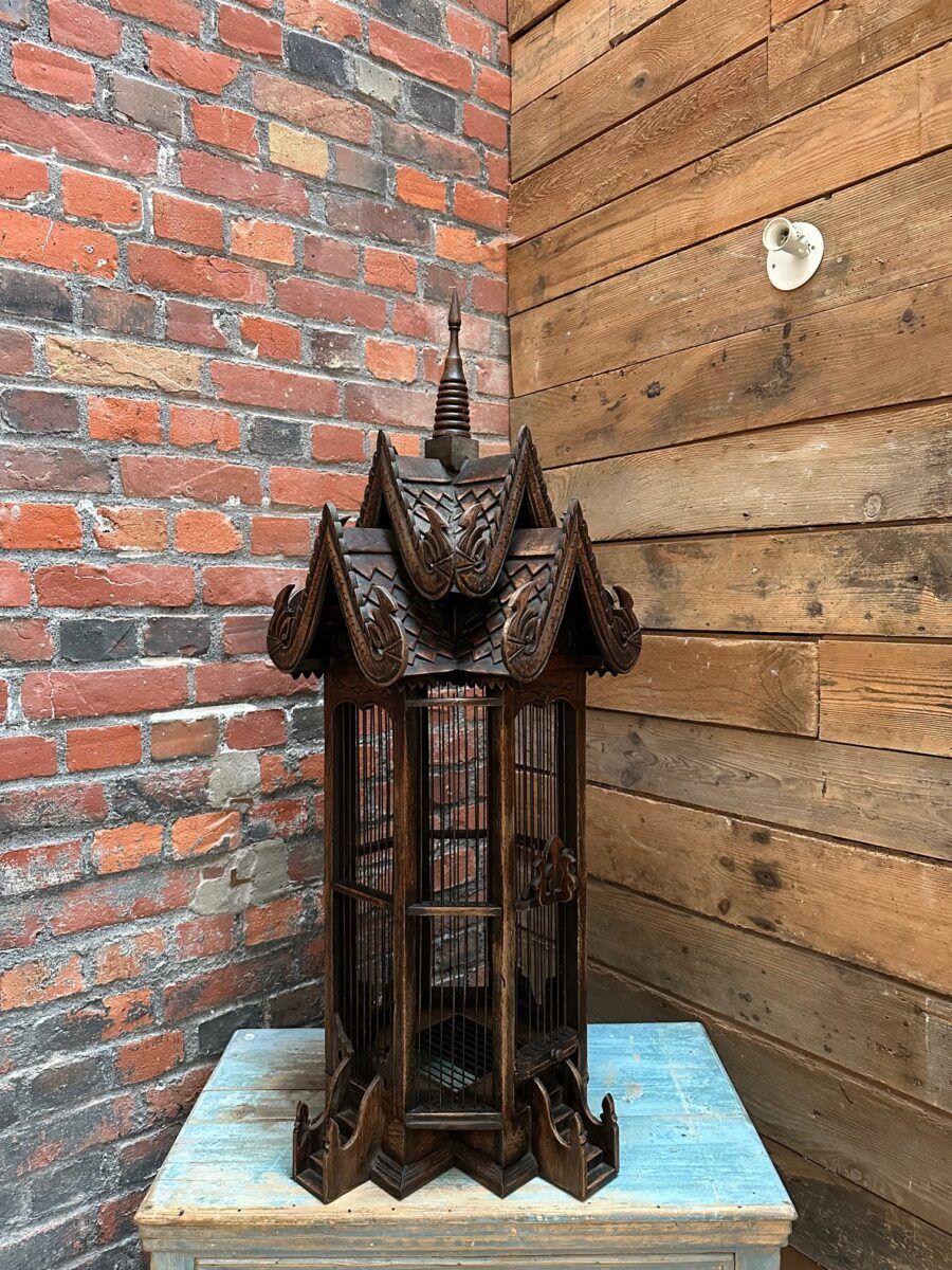 Handcrafted teak cage