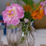 Arque crystal vase engraved flowers France