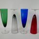 Set of 4 designer champagne flutes in colored glass from the 70s