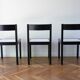 Ensemble de 6 chaises à manger noir et blanc du milieu du siècle