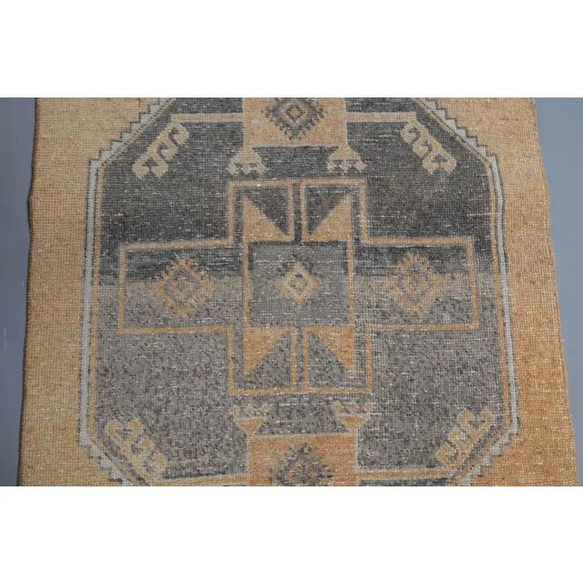 1970s Turkish Oushak handmade runner rug 95x386
