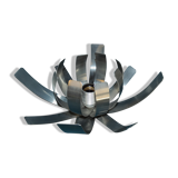 Wall lamp vintage flower stainless steel brushed ed. oxam jacqueline trocmé circa 1970