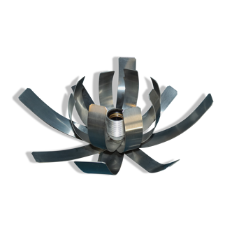 Wall lamp vintage flower stainless steel brushed ed. oxam jacqueline trocmé circa 1970