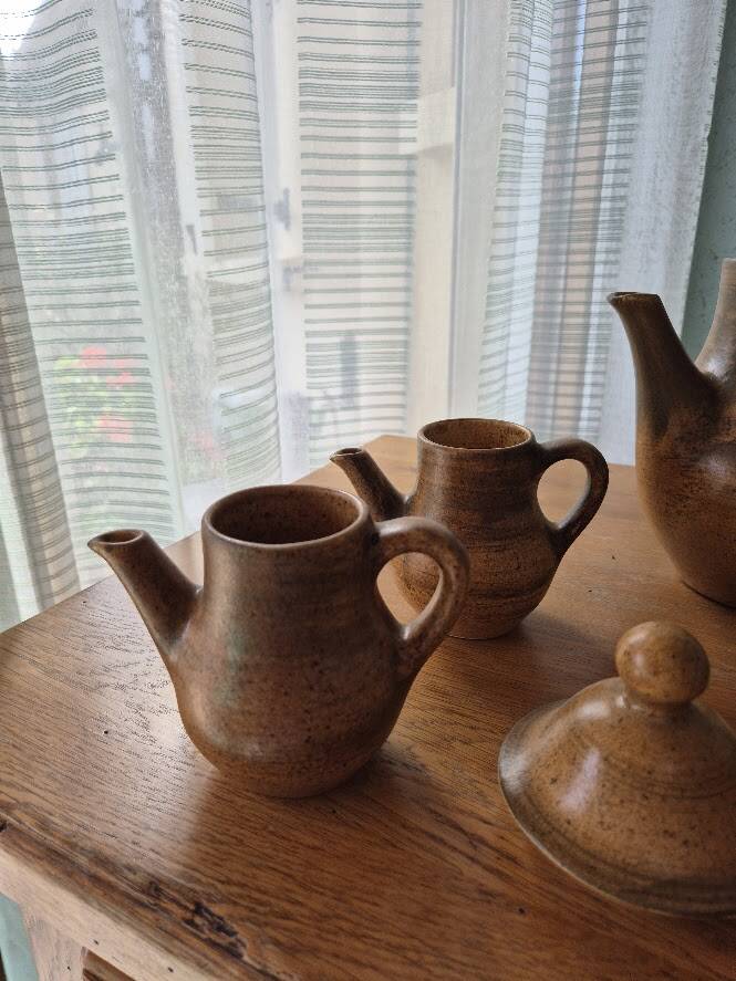 Service à café / thé vintage en grès pyrité artisanale
