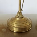 Large art nouveau brass lamp with frosted glass tulip in the shape of a rose