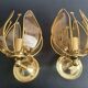 Pair of vintage brass wall sconces with glass shades