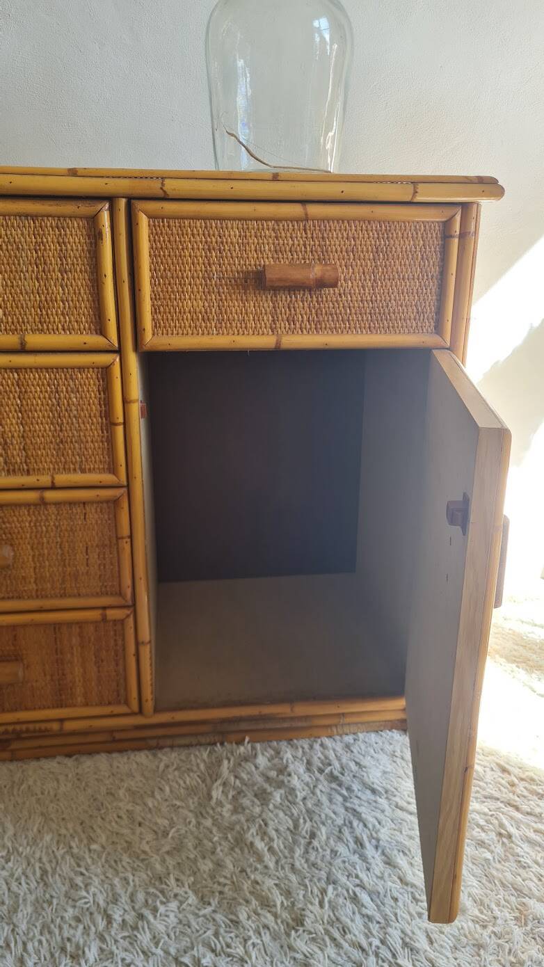 Vintage rattan chest of drawers