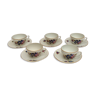 5 cups lot with French-made earthenware saucers size: height -5.5cm- D-8.5cm-