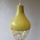 Suspension en verre opalin jaune chartreuse & décor géométrique doré