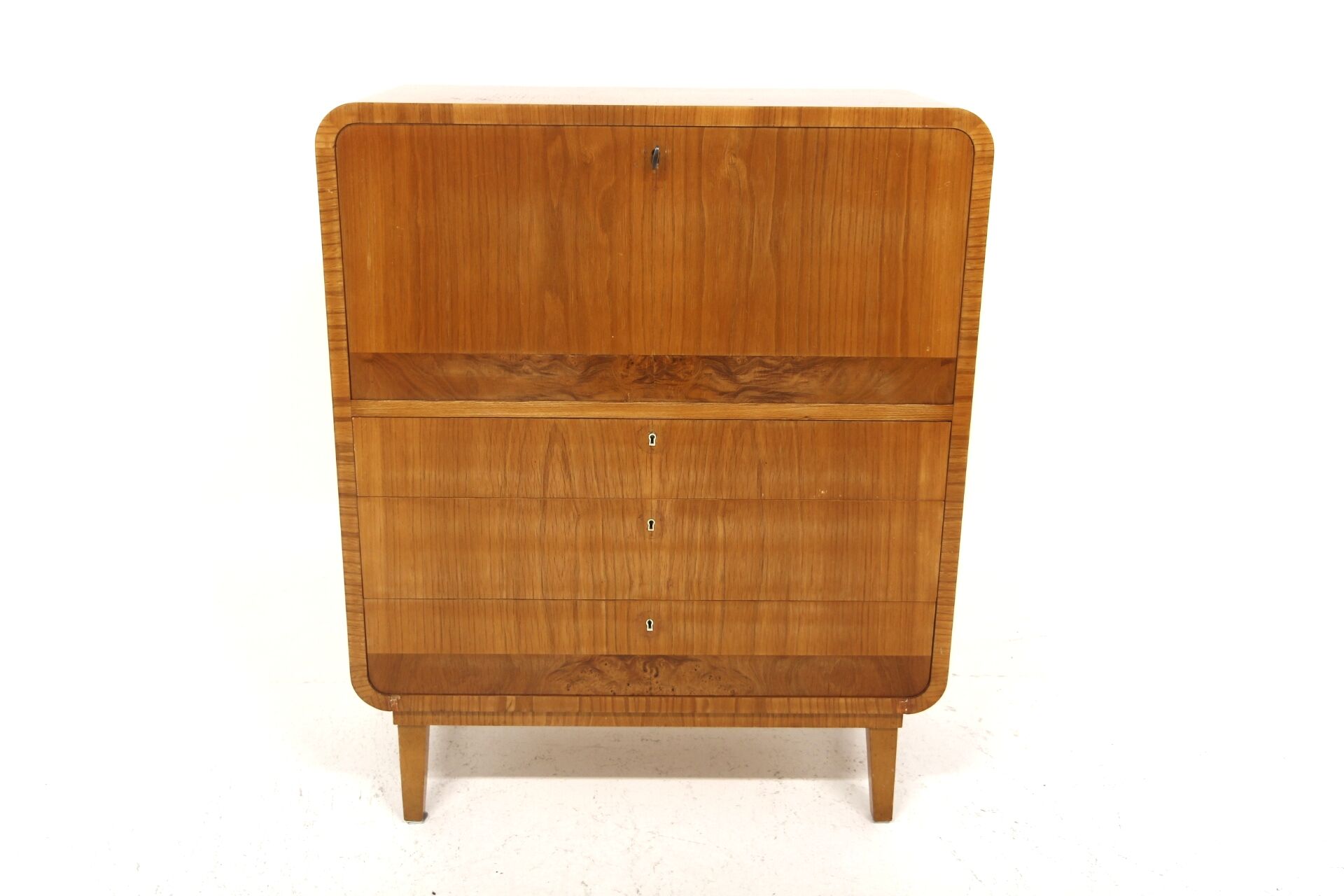 Scandinavian secretary in elm, Swedish modern, Sweden, 1940.