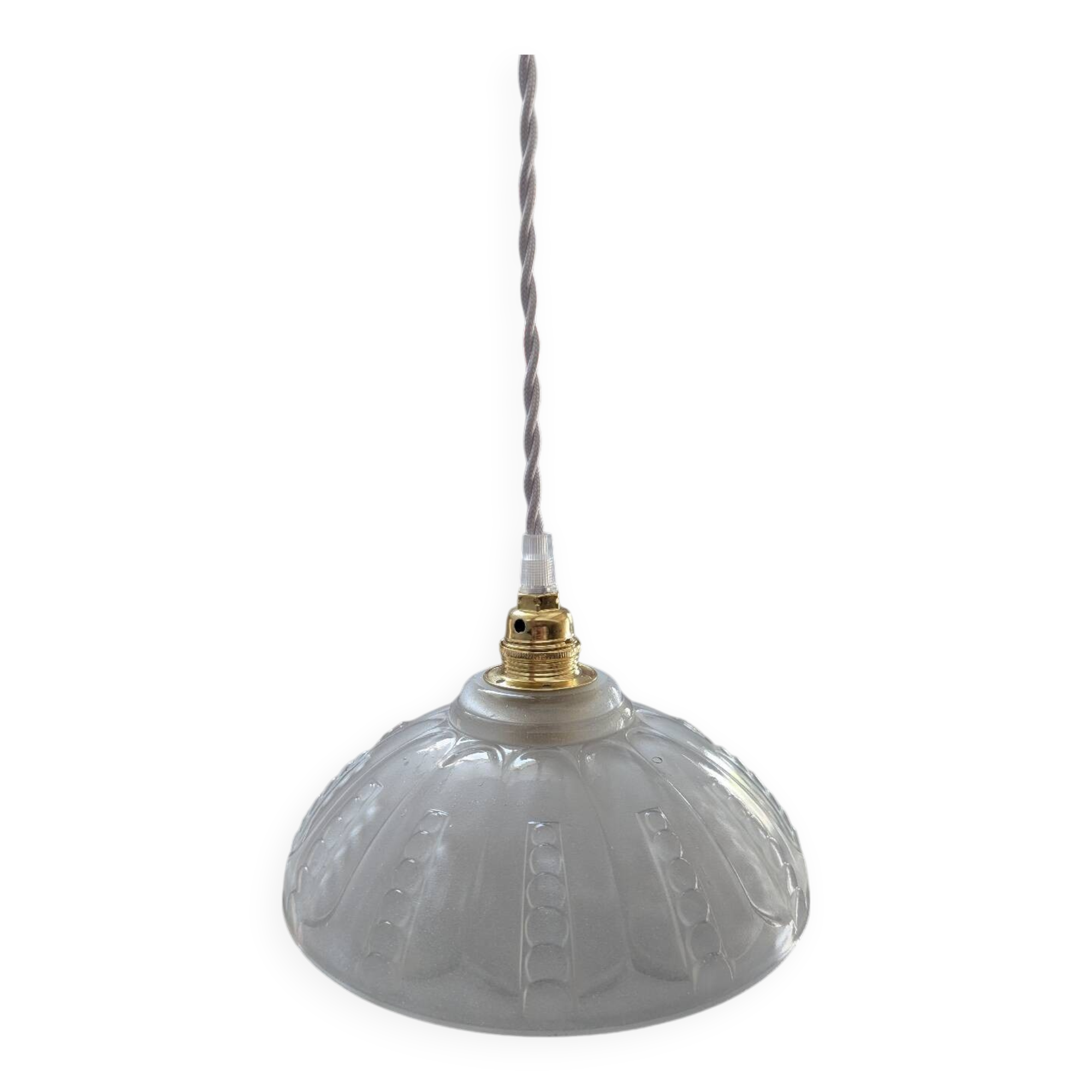 Antique opalescent pressed glass cup pendant lamp, art deco portable lamp