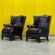 Vintage leather chesterfield wingback armchair (price is for one)