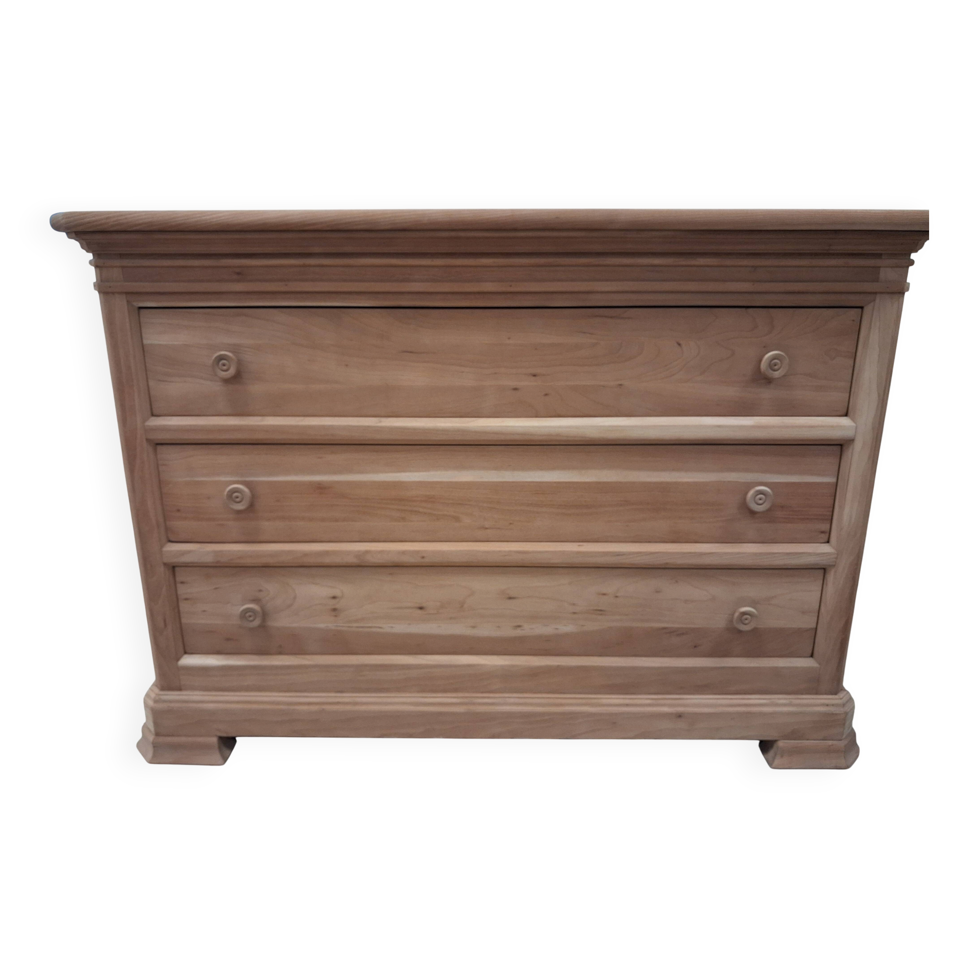 Three-drawer beech chest of drawers