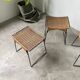 Set trois tabourets osier et métal Raoul Guys