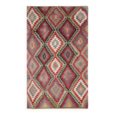 6x10 Green & Red Tribal Vintage Kilim Rug, 199x320Cm