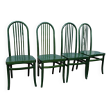 Set of 4 vintage Baumann Eden bistro chairs in green wood