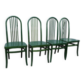 Set of 4 vintage Baumann Eden bistro chairs in green wood