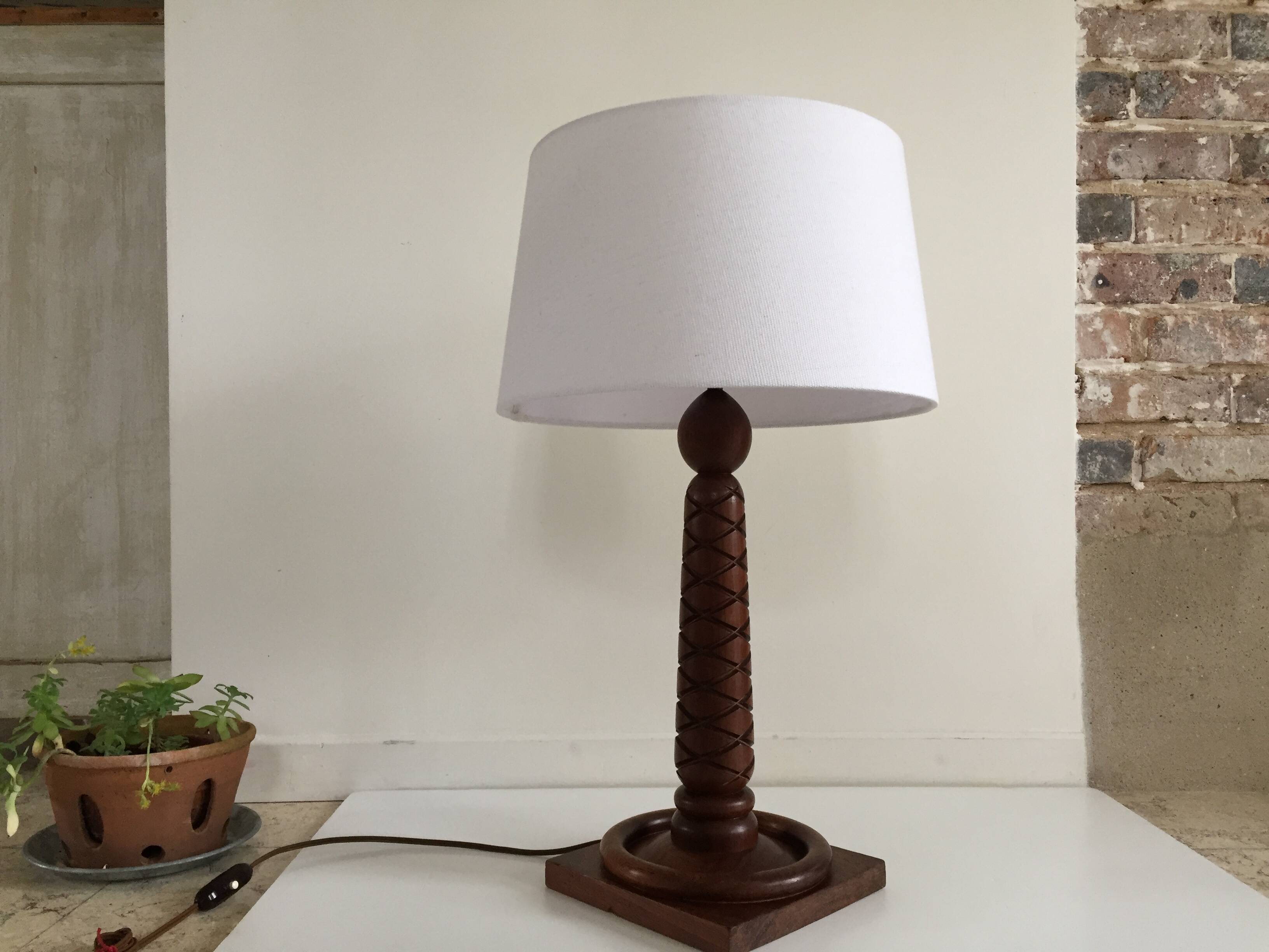 Art deco lamp rosewood carved