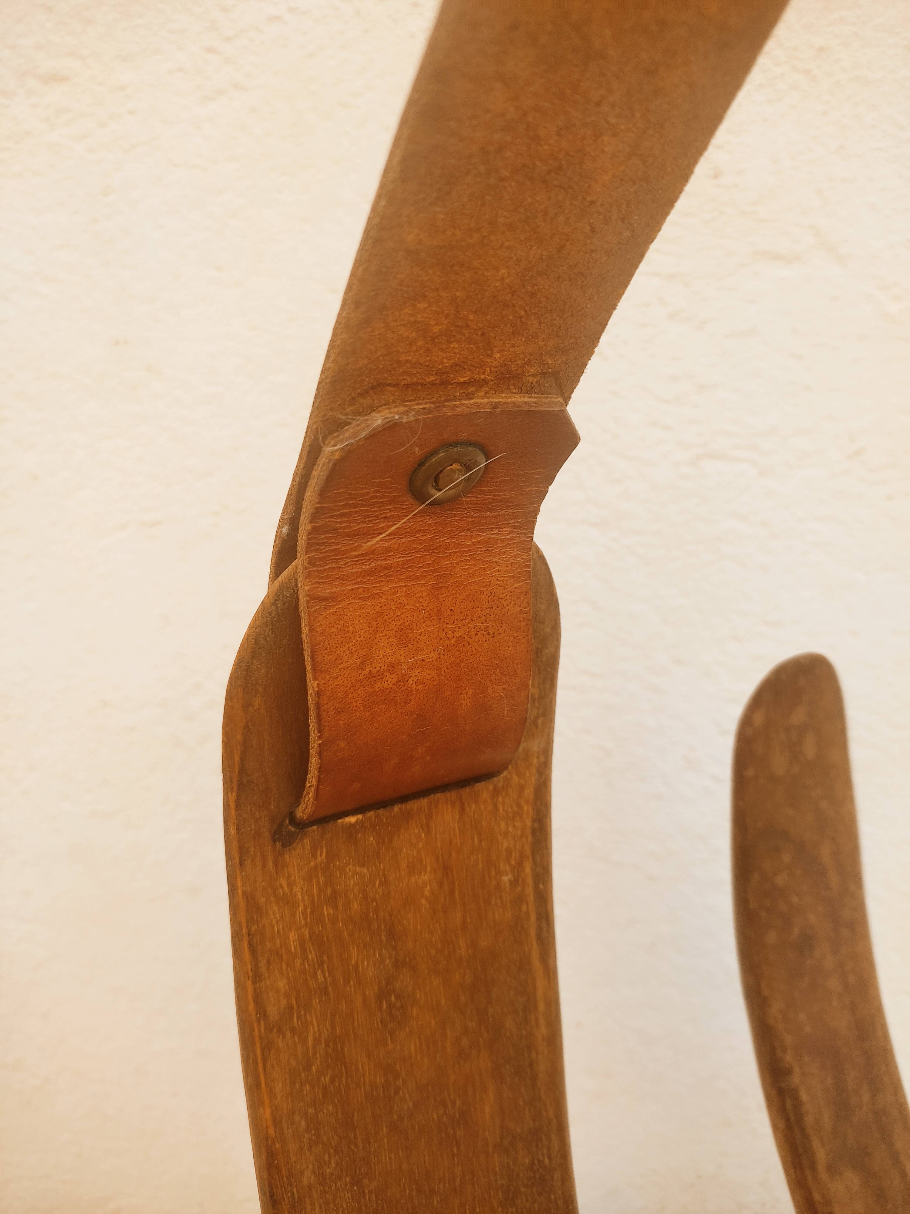 Review door organic form in wood and leather