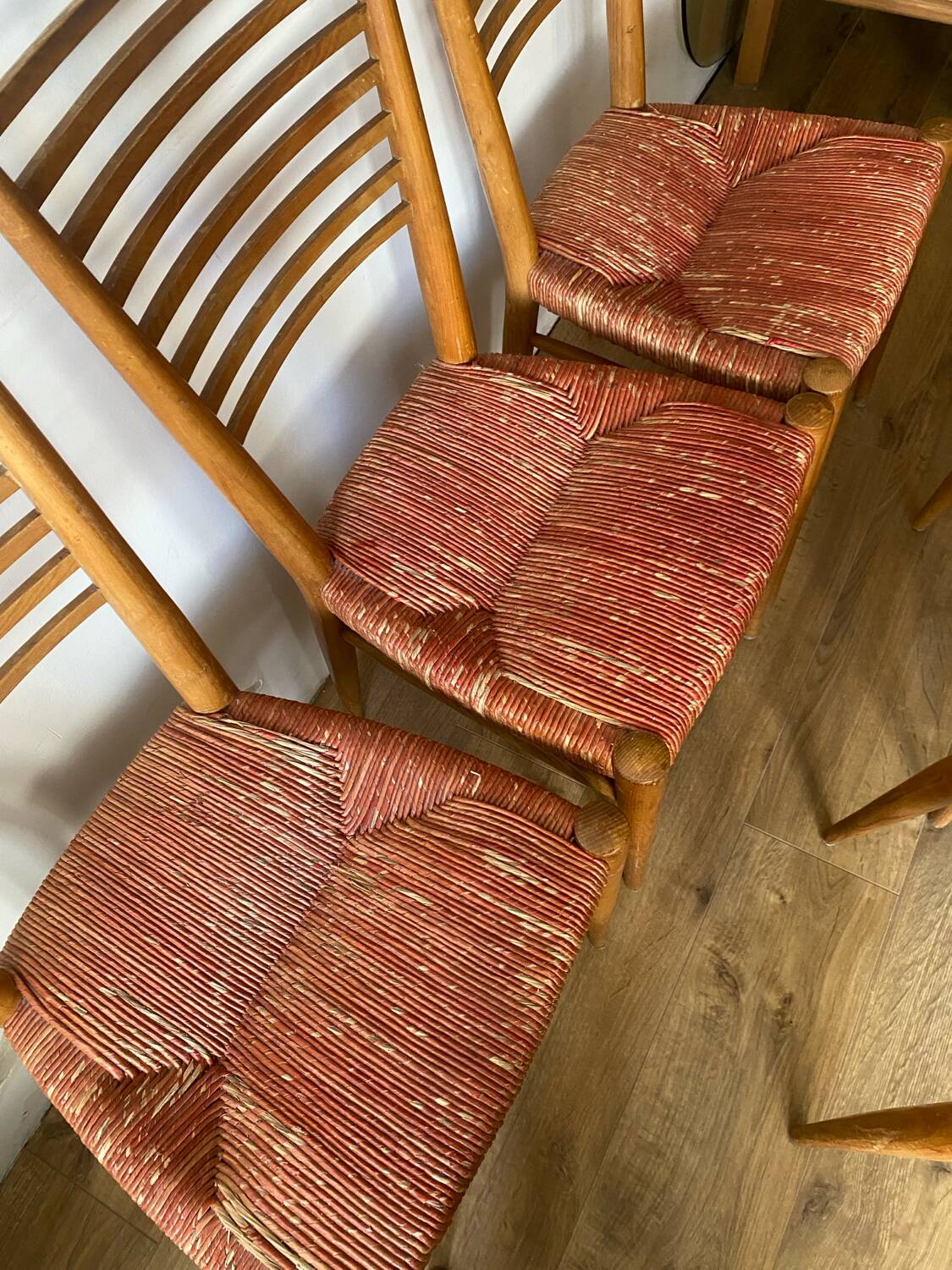 6 chaises paillées Genevieve Pons