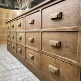 XL oak counter, trade furniture with multi-drawers
