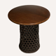Bamboo and oak modernist brutalist side table, Dutch 1960s-1970s