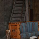 Oak canapé adorned with original upholstery, Nordic classicism, Sweden, 1930s.