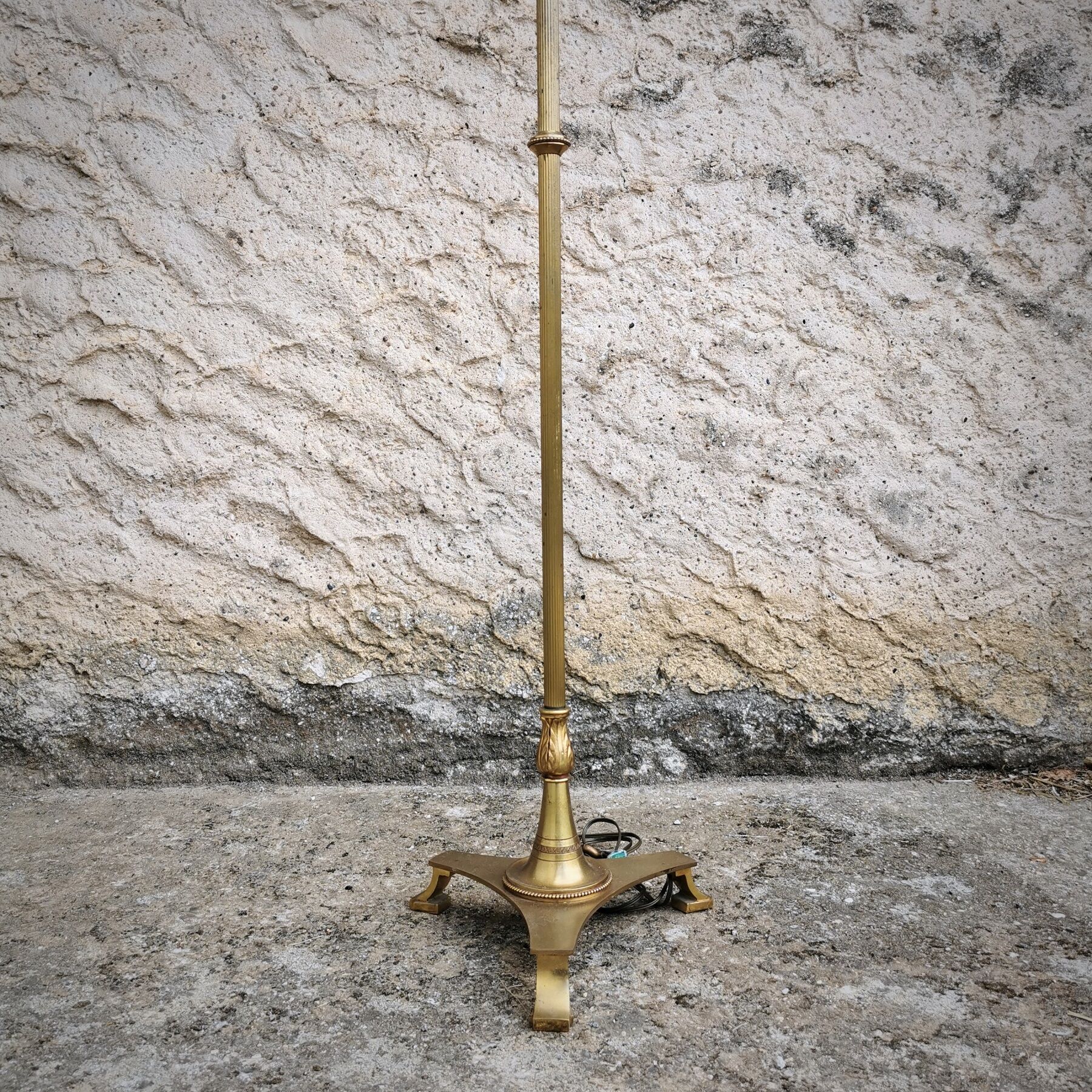 Brass foot floor lamp and petal flower lampshade