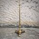 Brass foot floor lamp and petal flower lampshade