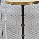 Table bistrot "mange-debout" vintage, crème, en fonte et laiton, 109 cm
