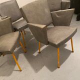 4 fauteuils skaï gris 60’s